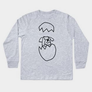 Cute Dog Popping out of Easter Egg Outline Kids Long Sleeve T-Shirt